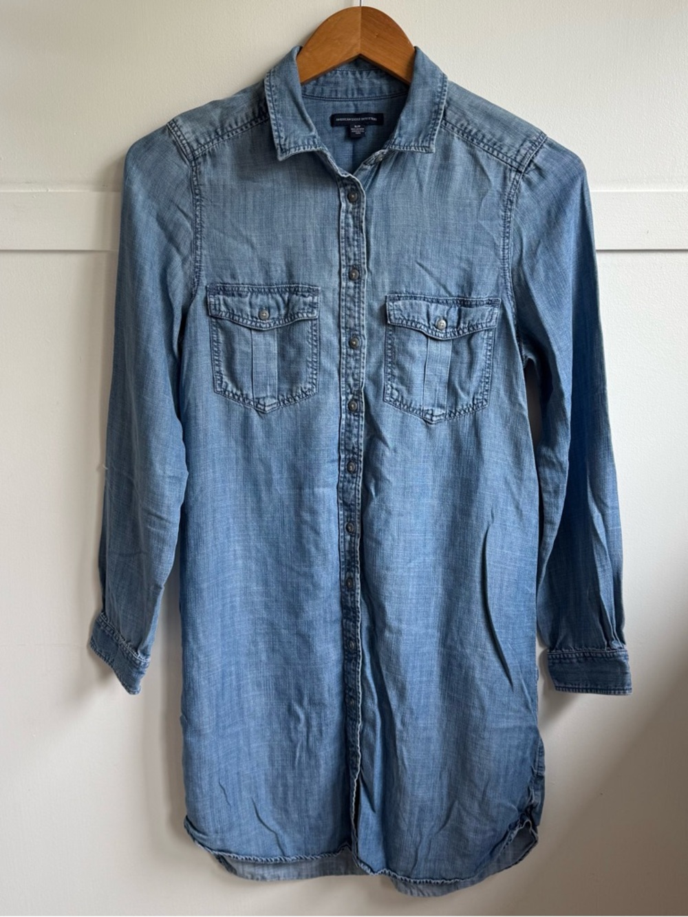American Eagle‎ Chambray Dress Women's Small Blue Western Bohemian Prairie